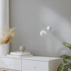 Seinävalaisin Astral, valkoinen, ulkonema 22 cm, teräs/lasi