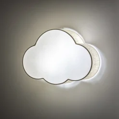 Seinävalaisin Cloud, beige, 43 cm leveä, tekstiili, pilvi, E27