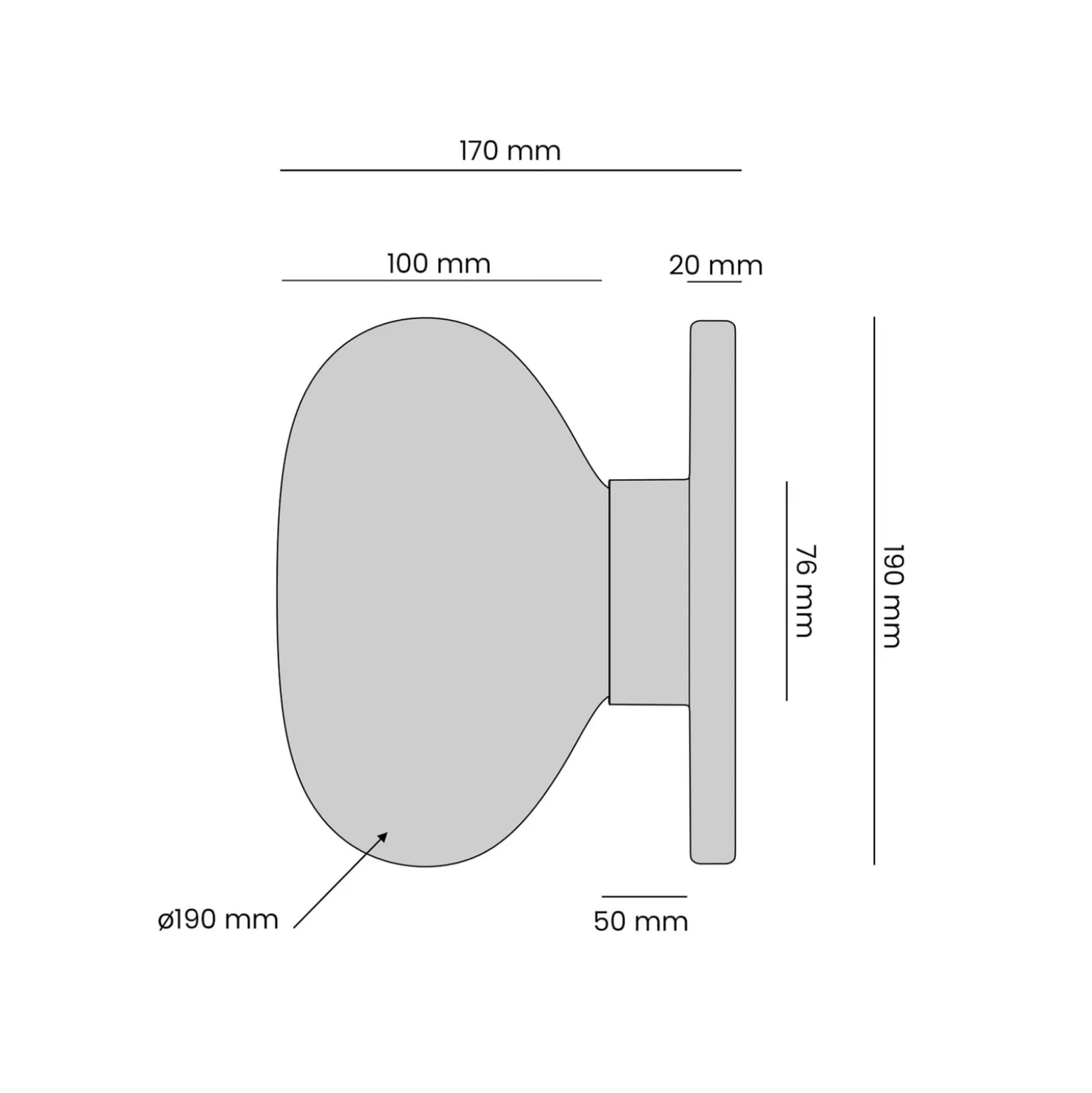 Seinävalaisin Flo, harmaa, Ø 19 cm, lasi