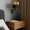 Seinävalaisin Hilton musta/kulta LED-lukuvalolla