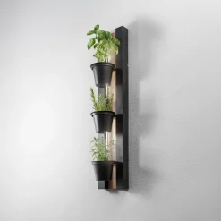 Seinävalaisin Hylly, musta/puunvärinen teräspuu, 90cm korkea