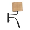 Seinävalaisin Jovin 1-lamppuinen, spottivalo, rottinkivarjostin