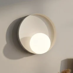 Seinävalaisin Kido K1, beige, teräs/lasi, Ø 20 cm