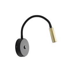 Seinävalaisin Lagos USB, musta/kulta, 27 cm, lukulamppu, G9