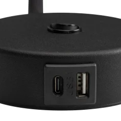 Seinävalaisin Lagos USB, musta/kulta, 27 cm, lukulamppu, G9