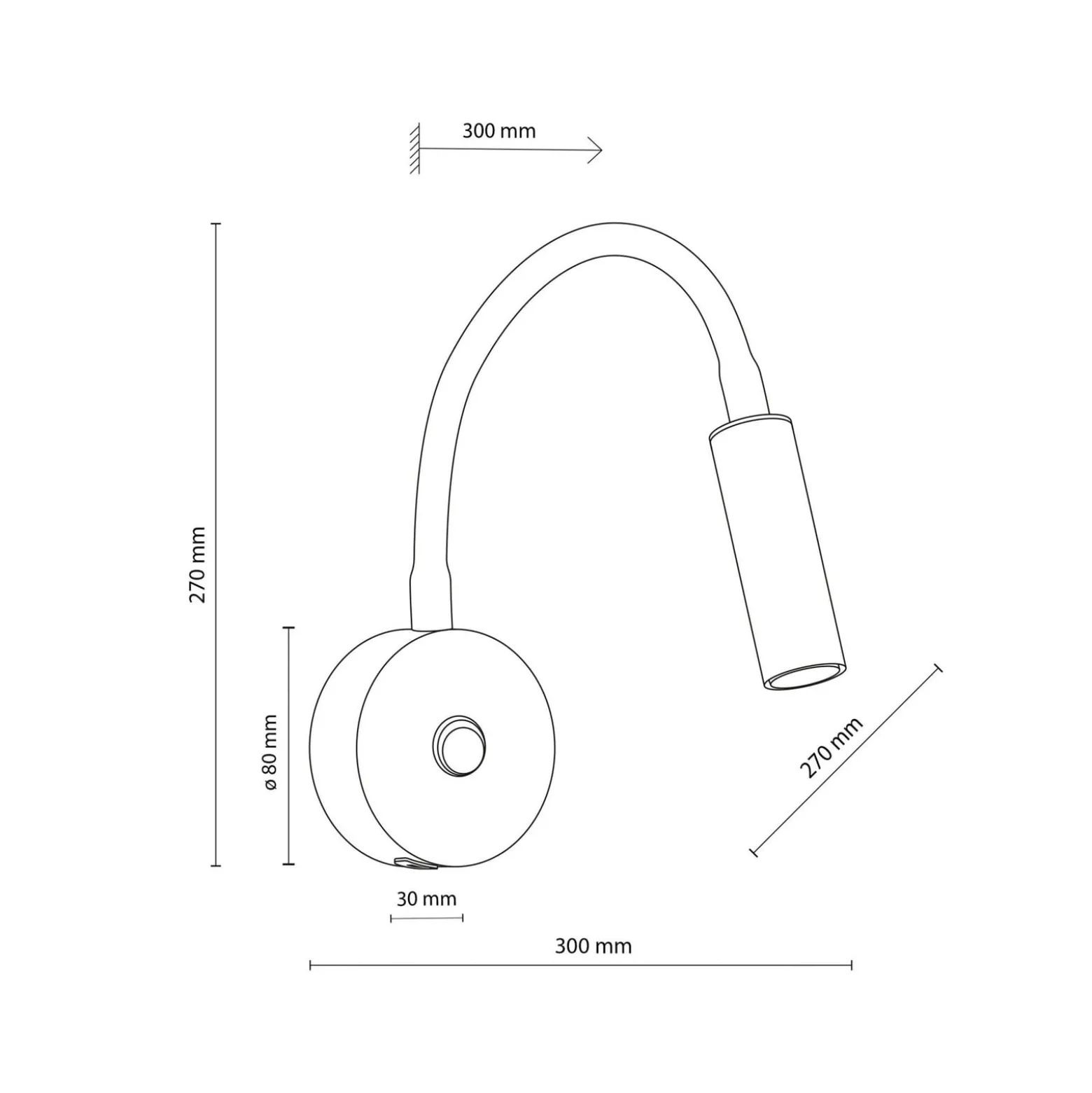 Seinävalaisin Lagos USB, musta/kulta, 27 cm, lukulamppu, G9