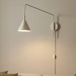 Seinävalaisin LYS, beige, Ø 14 cm, metalli, pistoke, E14