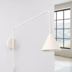 Seinävalaisin LYS, beige, Ø 14 cm, metalli, pistoke, E14