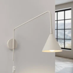 Seinävalaisin LYS, beige, Ø 14 cm, metalli, pistoke, E14