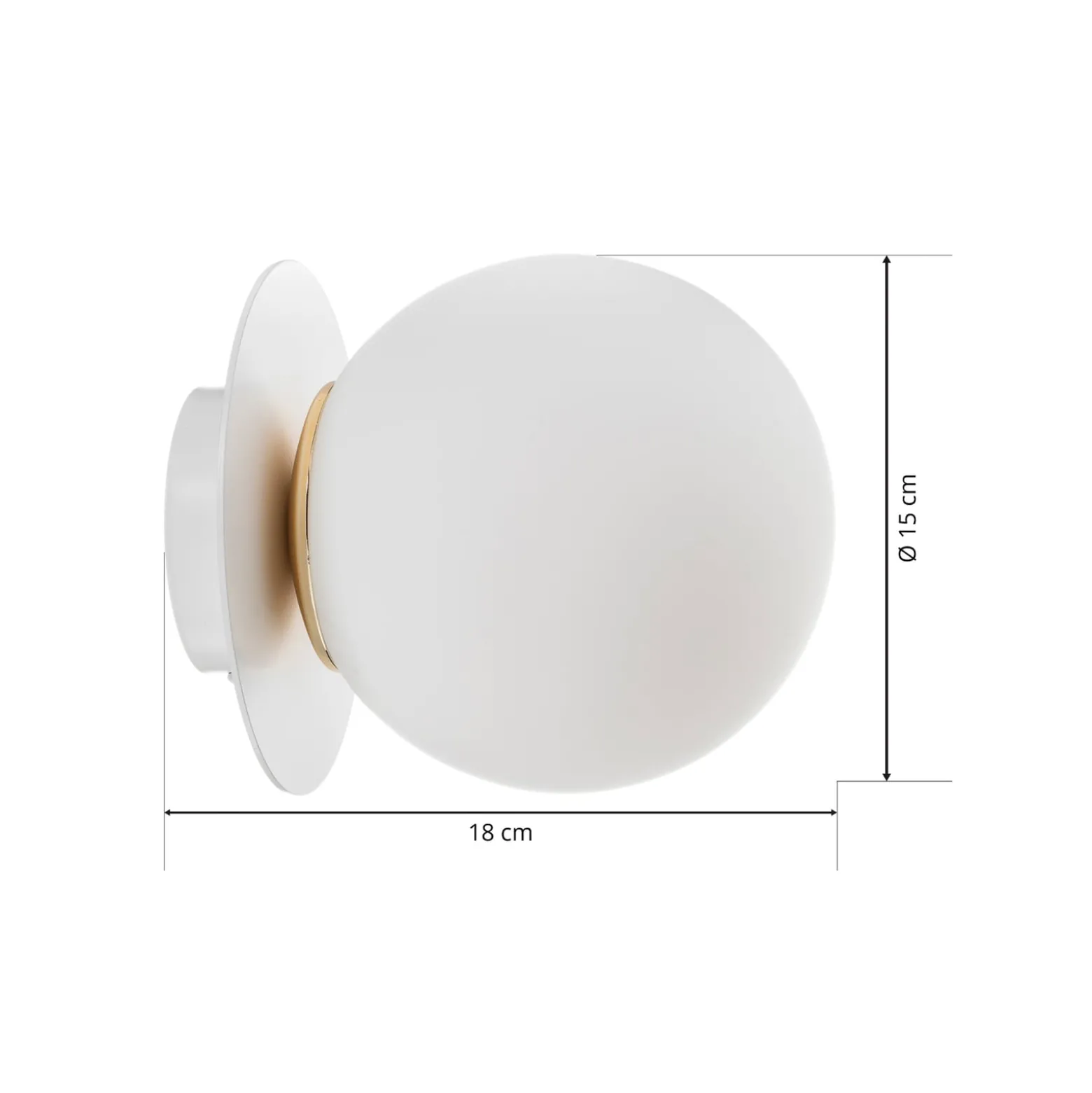 Seinävalaisin Minerva K1, valkoinen, Ø 15 cm, lasi/metalli