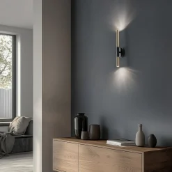 Seinävalaisin Sopel Lux, 2-lamppuinen, musta/kulta, korkeus 38 cm