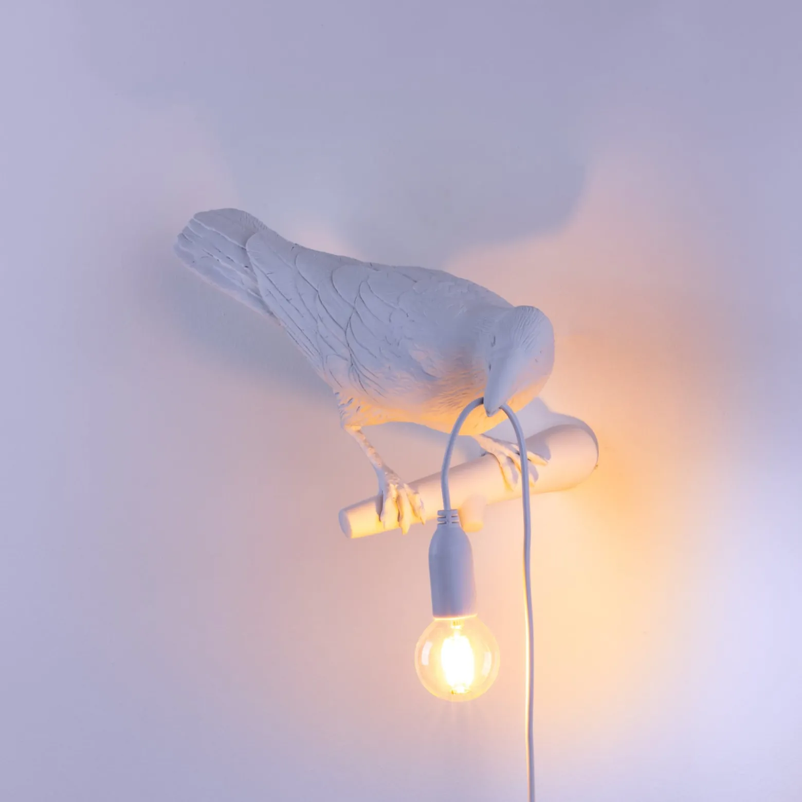 SELETTI Bird Lamp koristeellinen ulkoseinävalaisin, oikea, valkoinen