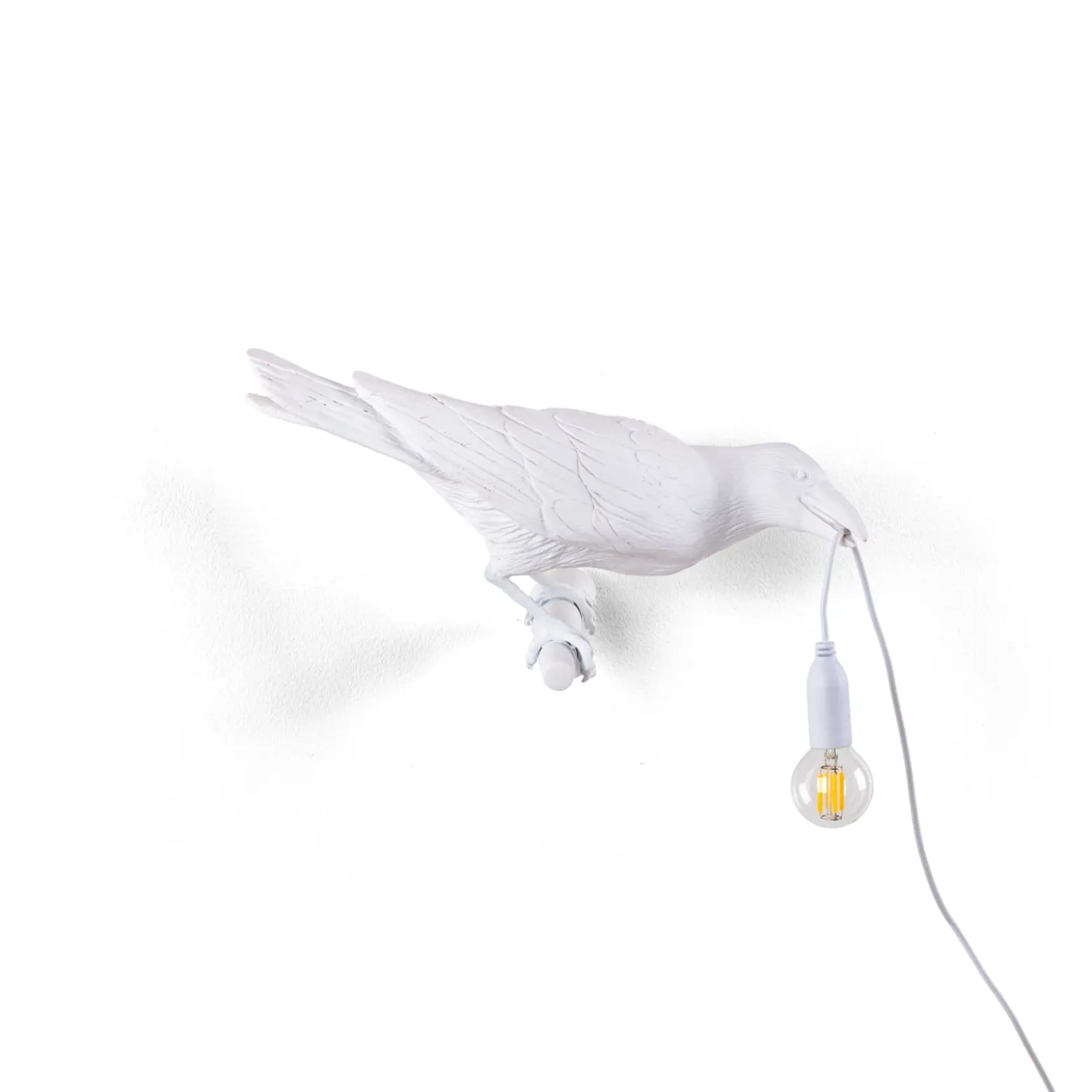 SELETTI Bird Lamp koristeellinen ulkoseinävalaisin, oikea, valkoinen