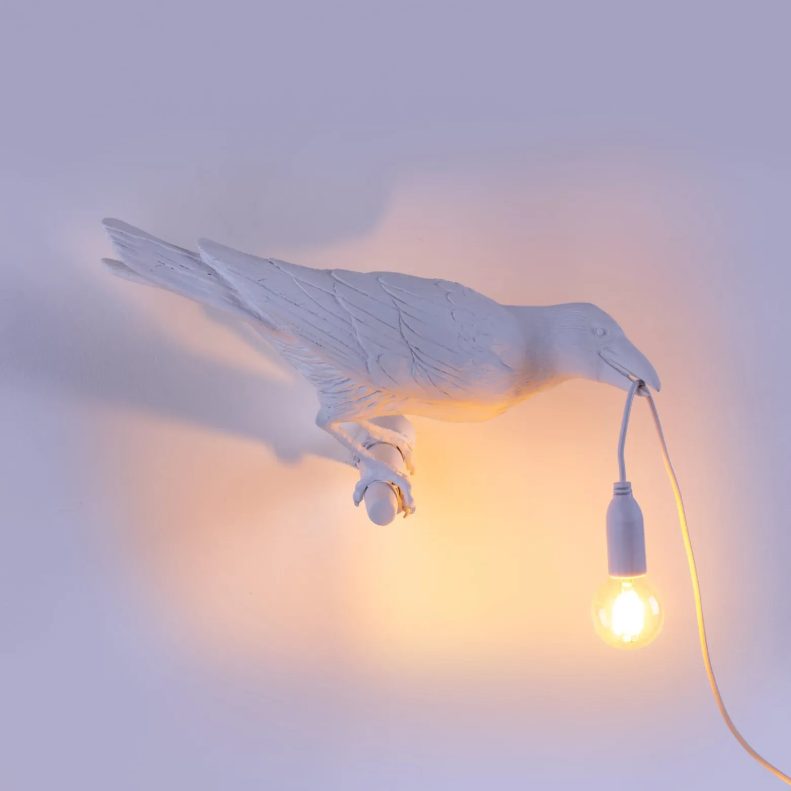 SELETTI Bird Lamp koristeellinen ulkoseinävalaisin, oikea, valkoinen