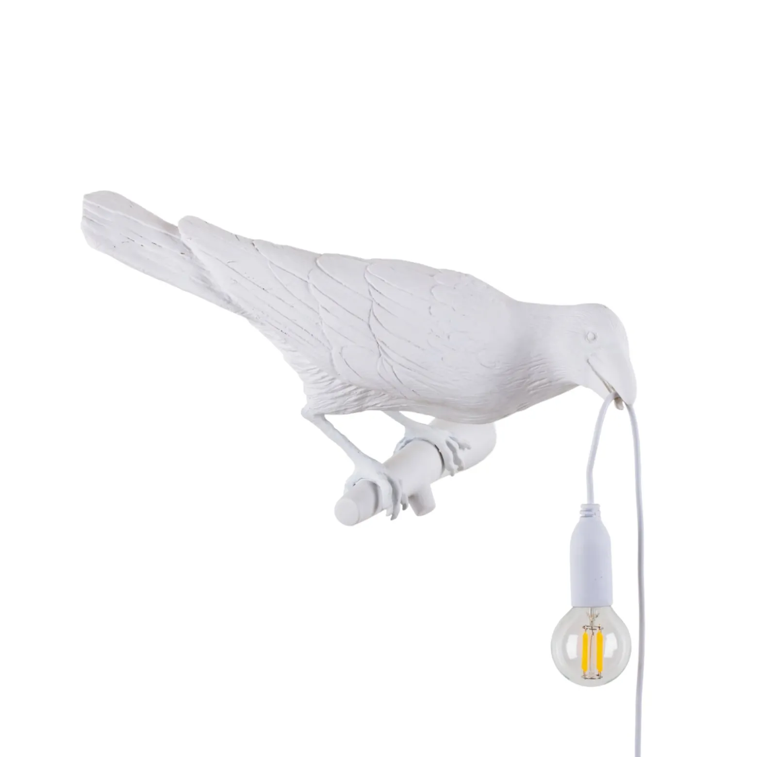SELETTI Bird Lamp koristeellinen ulkoseinävalaisin, oikea, valkoinen
