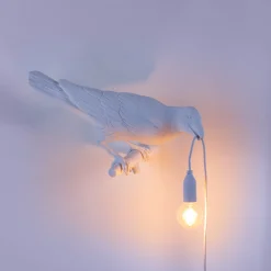 SELETTI Bird Lamp koristeellinen ulkoseinävalaisin, oikea, valkoinen