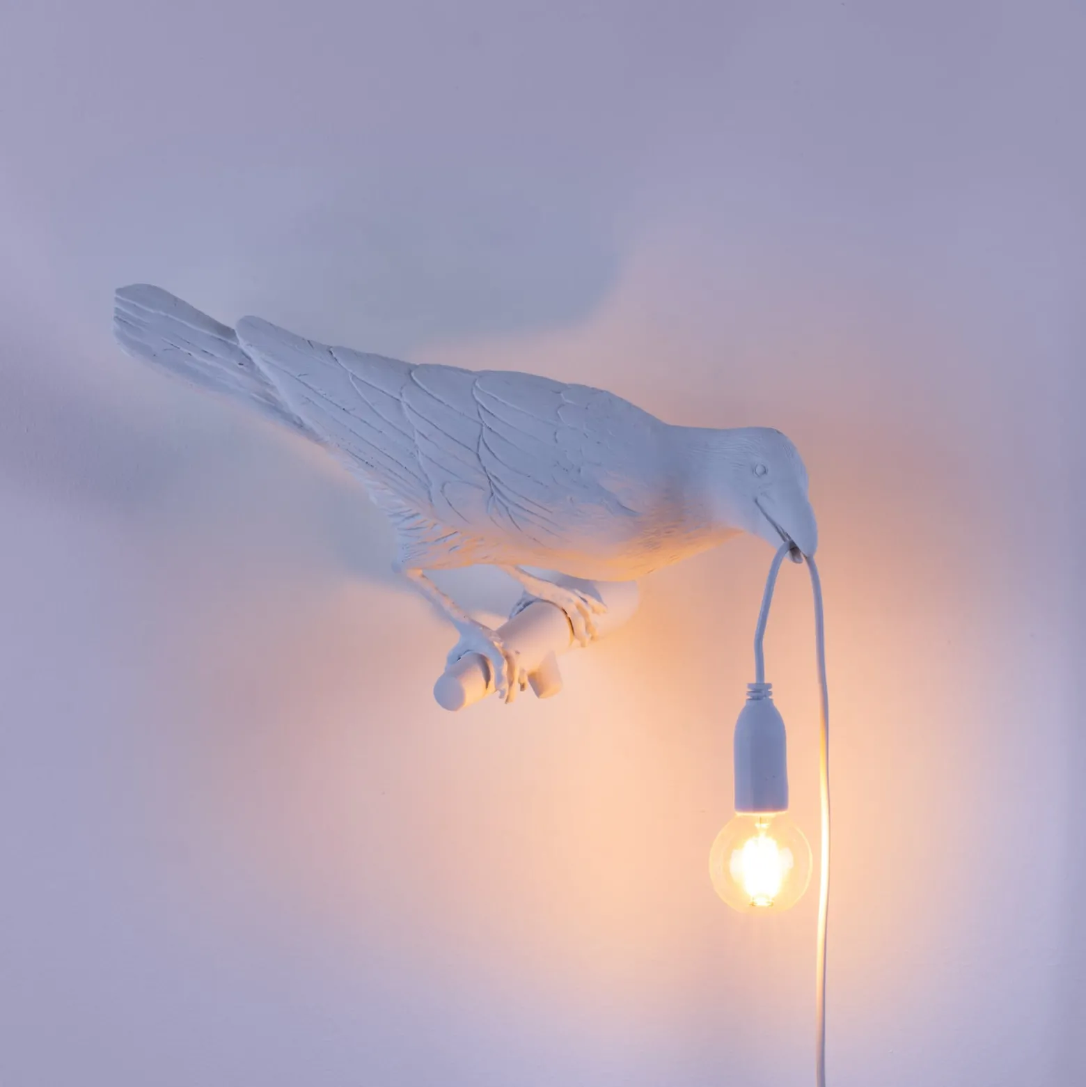 SELETTI Bird Lamp koristeellinen ulkoseinävalaisin, oikea, valkoinen