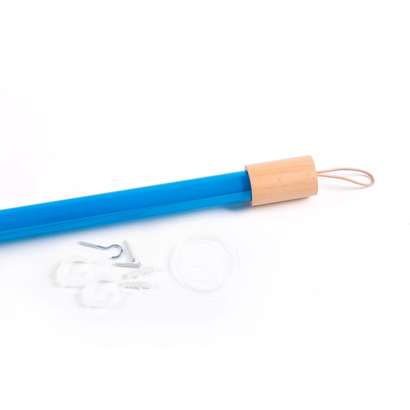 SELETTI LED-valaisin Linea, sininen, puiset yksityiskohdat, yleisvalo