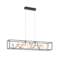 SELINA-LED-riippuvalaisin, musta/kultainen, pituus 110 cm, Switchdim