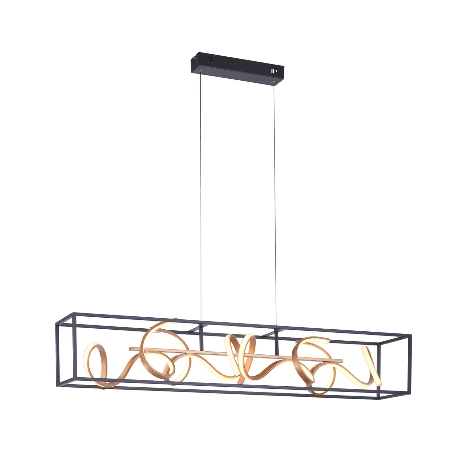 SELINA-LED-riippuvalaisin, musta/kultainen, pituus 110 cm, Switchdim