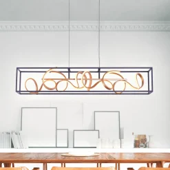 SELINA-LED-riippuvalaisin, musta/kultainen, pituus 110 cm, Switchdim