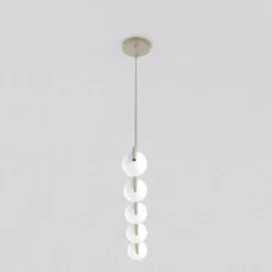 SINUS-riippuvalaisin, beige, pituus 110 cm, 5-lamppuinen, metalli/lasi