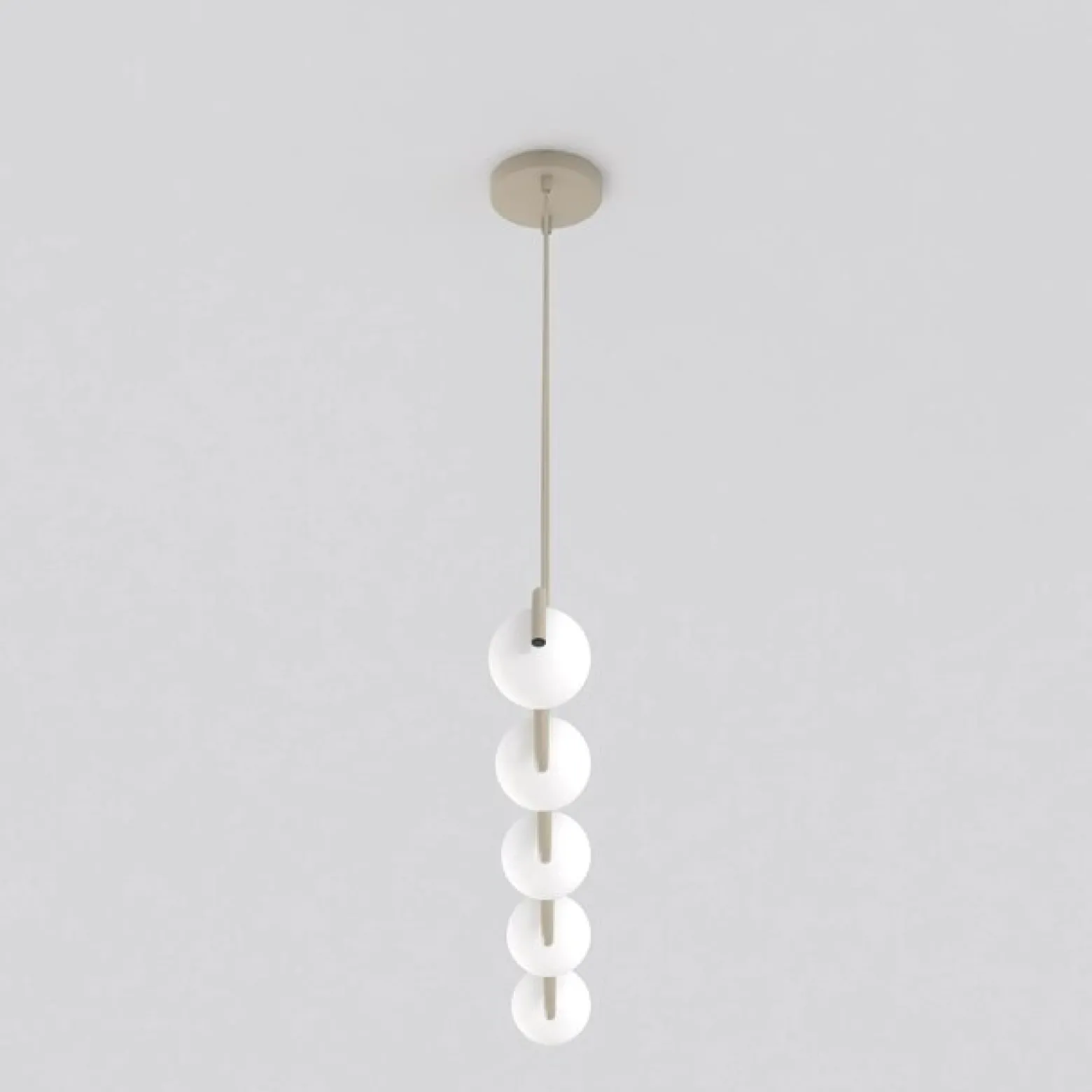 SINUS-riippuvalaisin, beige, pituus 110 cm, 5-lamppuinen, metalli/lasi