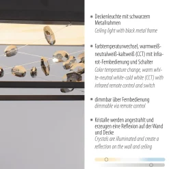 SKINA-LED-kattovalaisin, musta, 40 cm, CCT-himmennettävä kaukosäädin