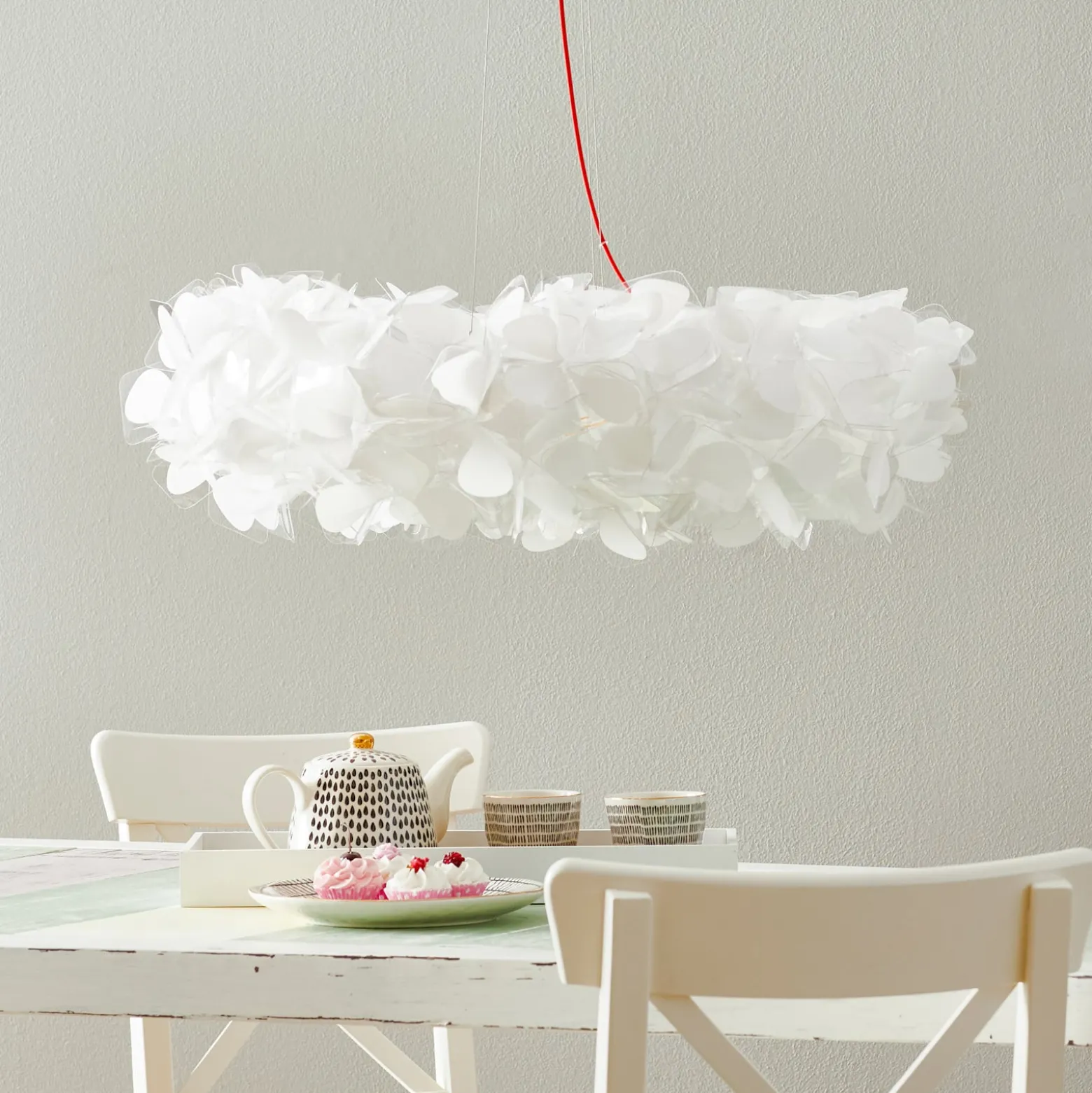 Slamp-riippuvalaisin Clizia Mama Non Mama, Ø78cm, valkoinen/punainen