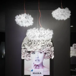 Slamp-riippuvalaisin Clizia Mama Non Mama, Ø78cm, valkoinen/punainen