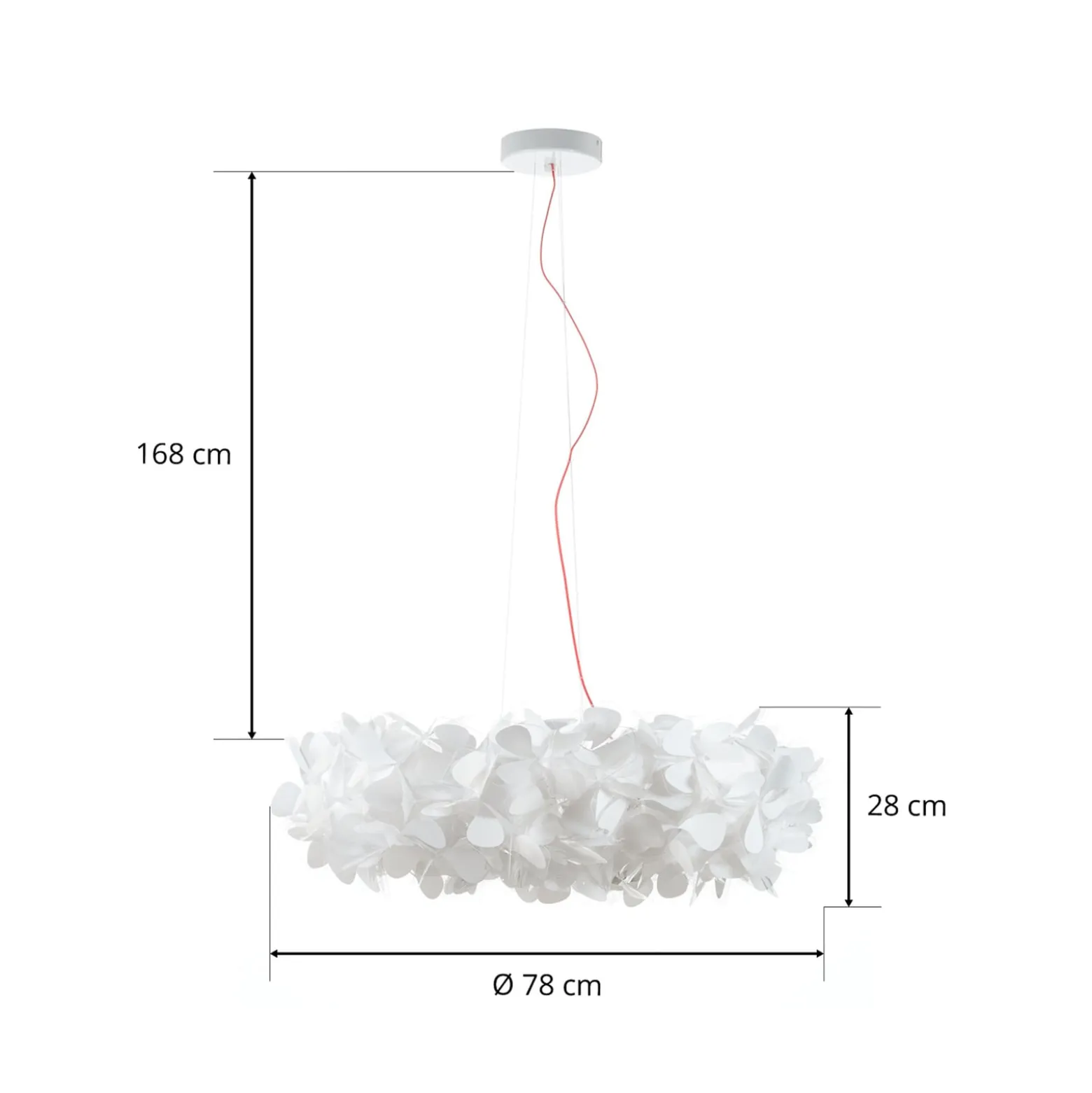 Slamp-riippuvalaisin Clizia Mama Non Mama, Ø78cm, valkoinen/punainen
