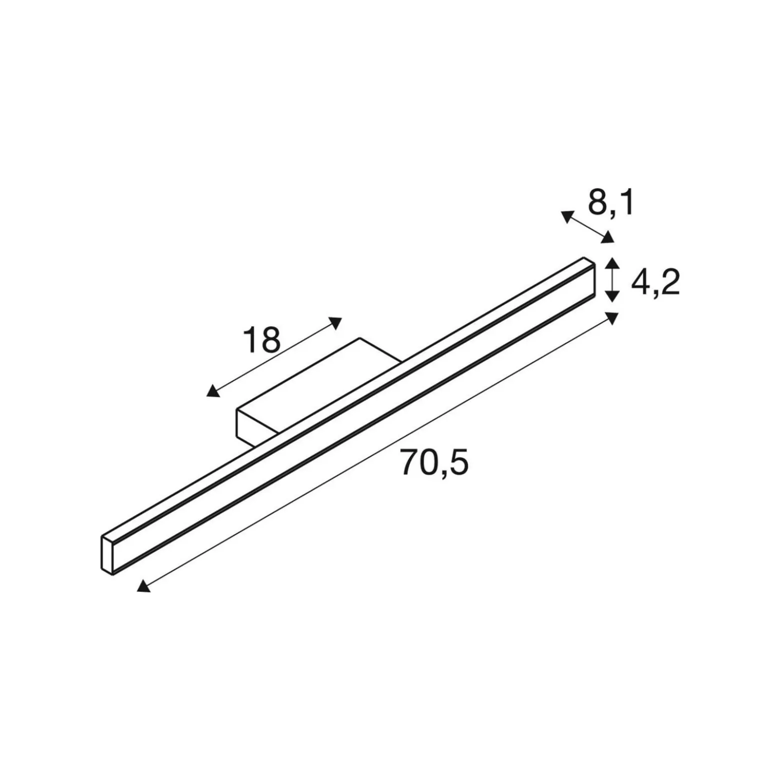 SLV kylpyhuoneen LED-seinävalaisin One Linear, 70 cm, messinkivärinen