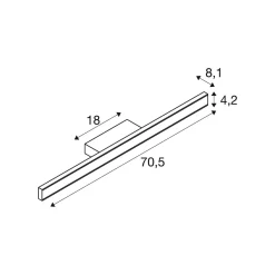 SLV kylpyhuoneen LED-seinävalaisin One Linear, 70 cm, musta, CCT
