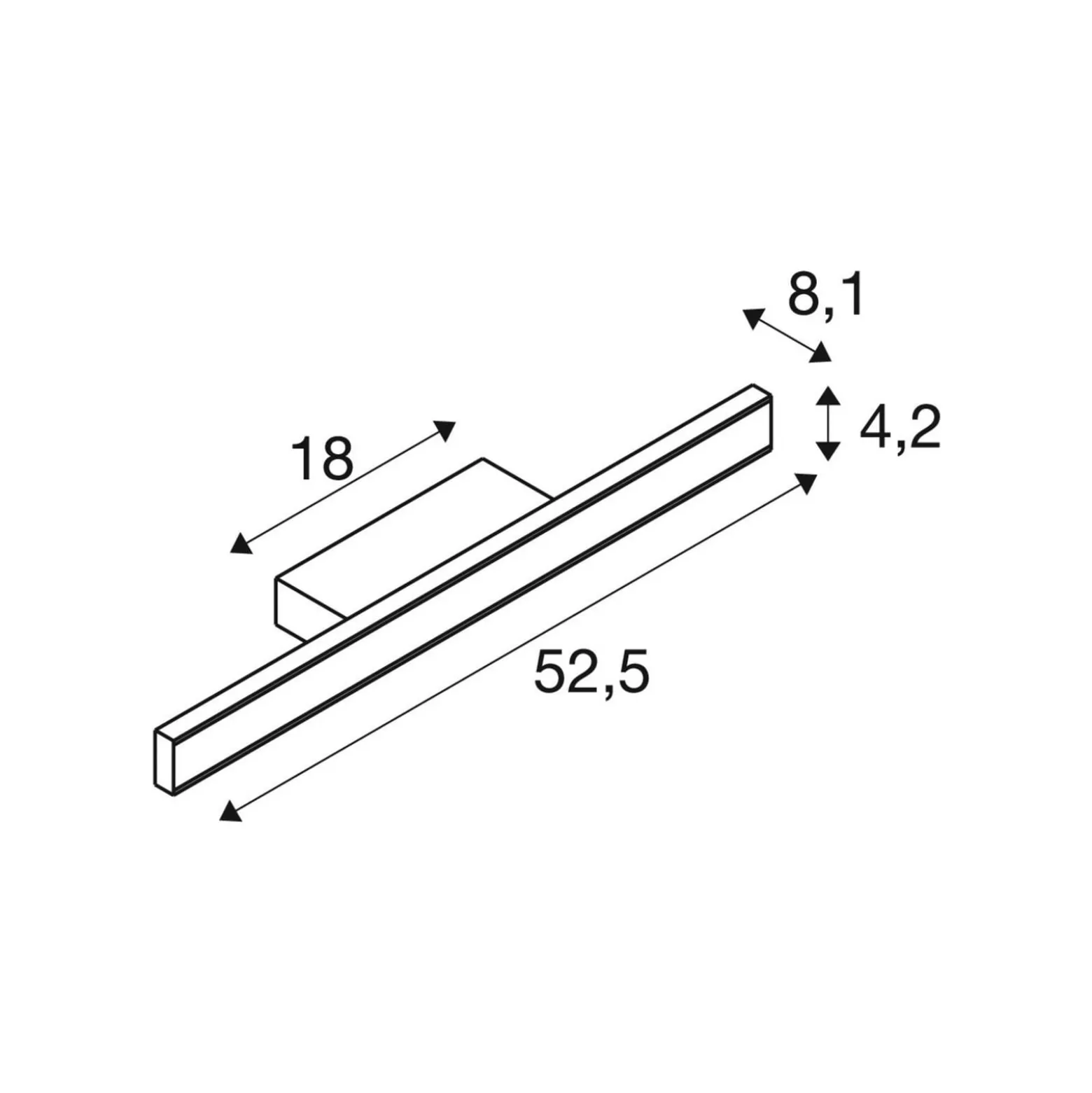 SLV kylpyhuoneen LED-seinävalaisin One Linear, 52 cm, valkoinen, metalli, CCT