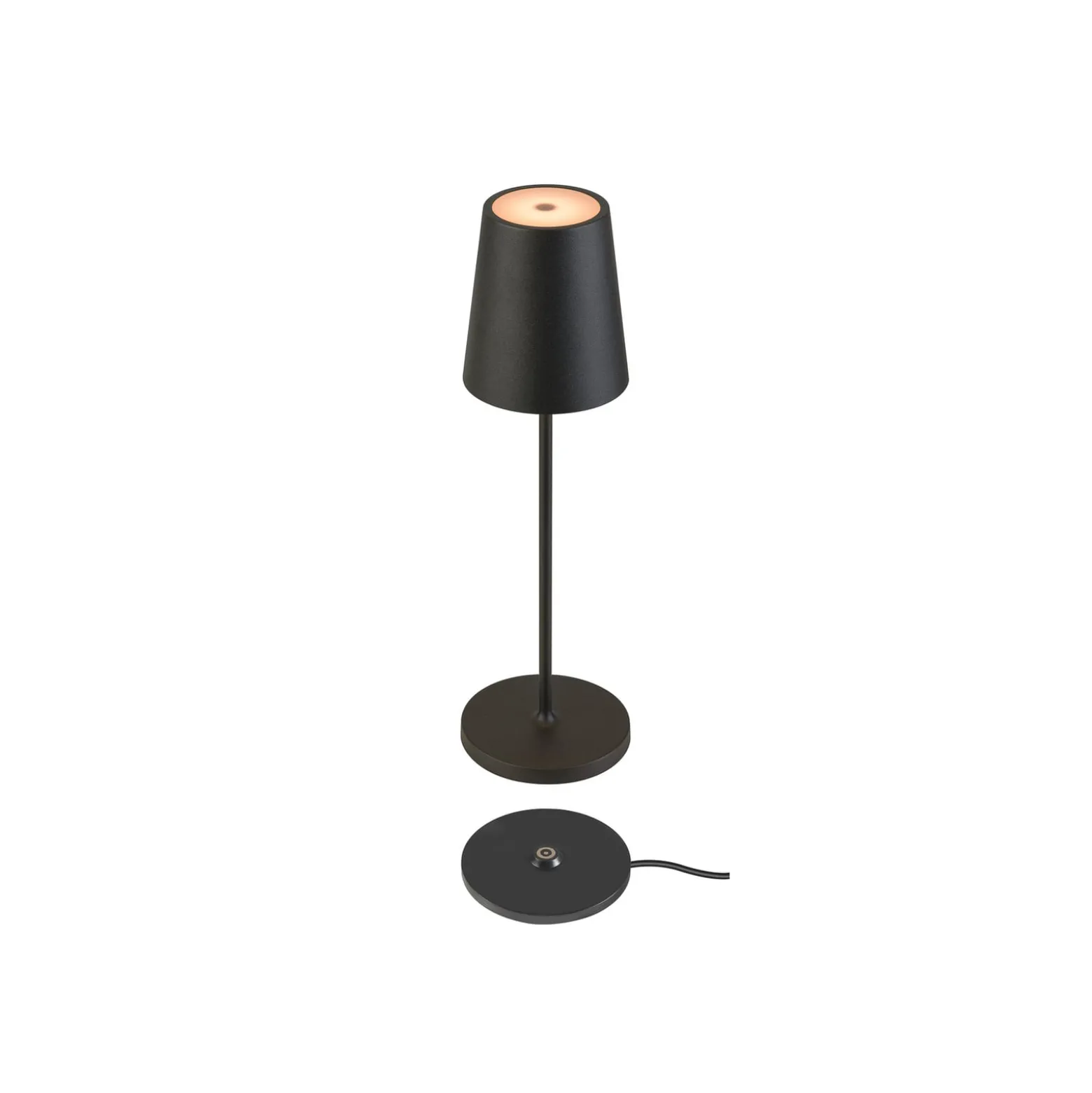 SLV LED-akkulamppu Vinolina Two, musta, alumiini, Ø 11 cm, IP65