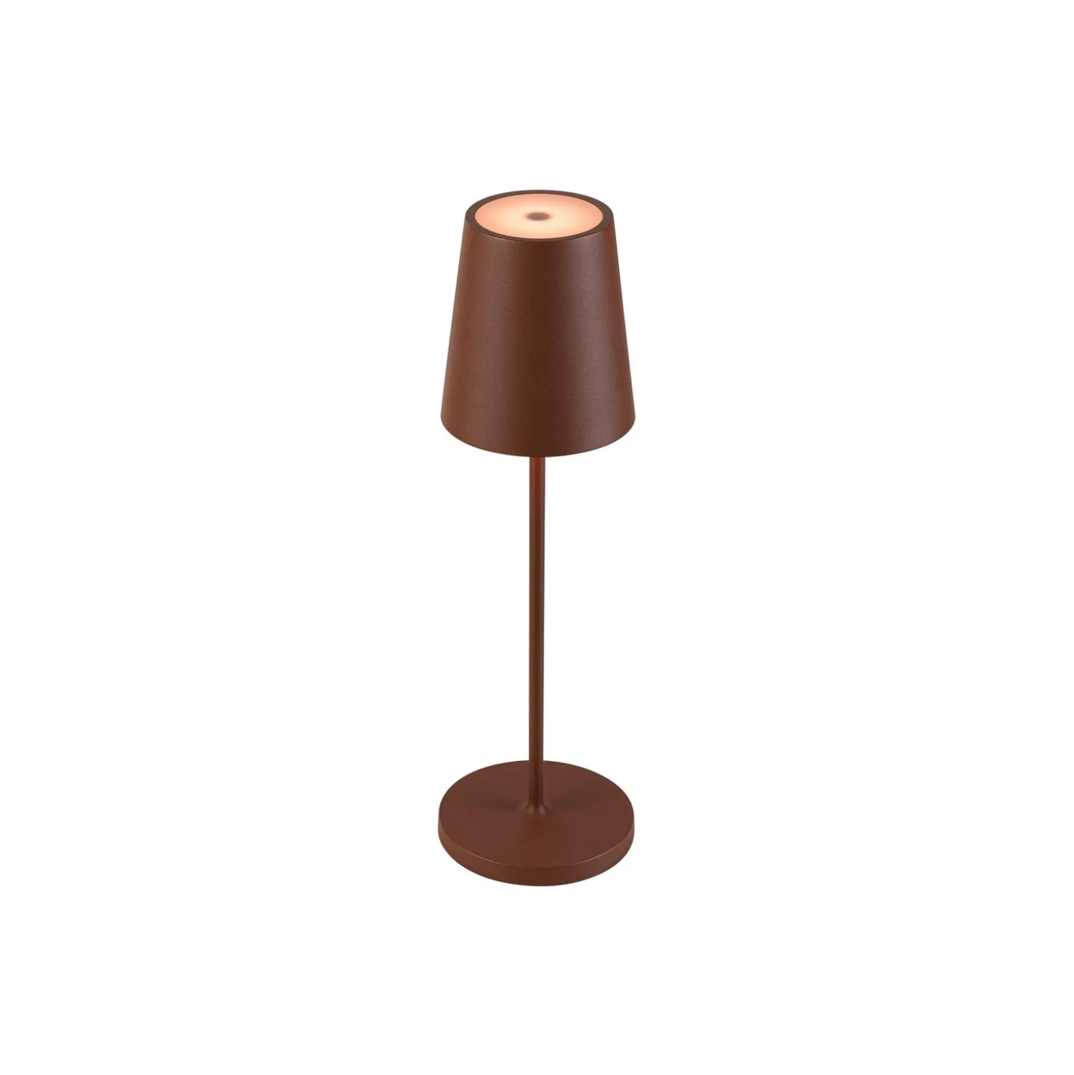 SLV LED-akkulamppu Vinolina Two, ruosteenvärinen, alumiini, Ø 11 cm