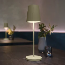 SLV LED-akkulamppu Vinolina Two, vihreä, alumiini, Ø 11 cm, IP65