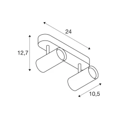 SLV LED-kattokohdevalo Noblo, musta, 3 000 K, pituus 24 cm