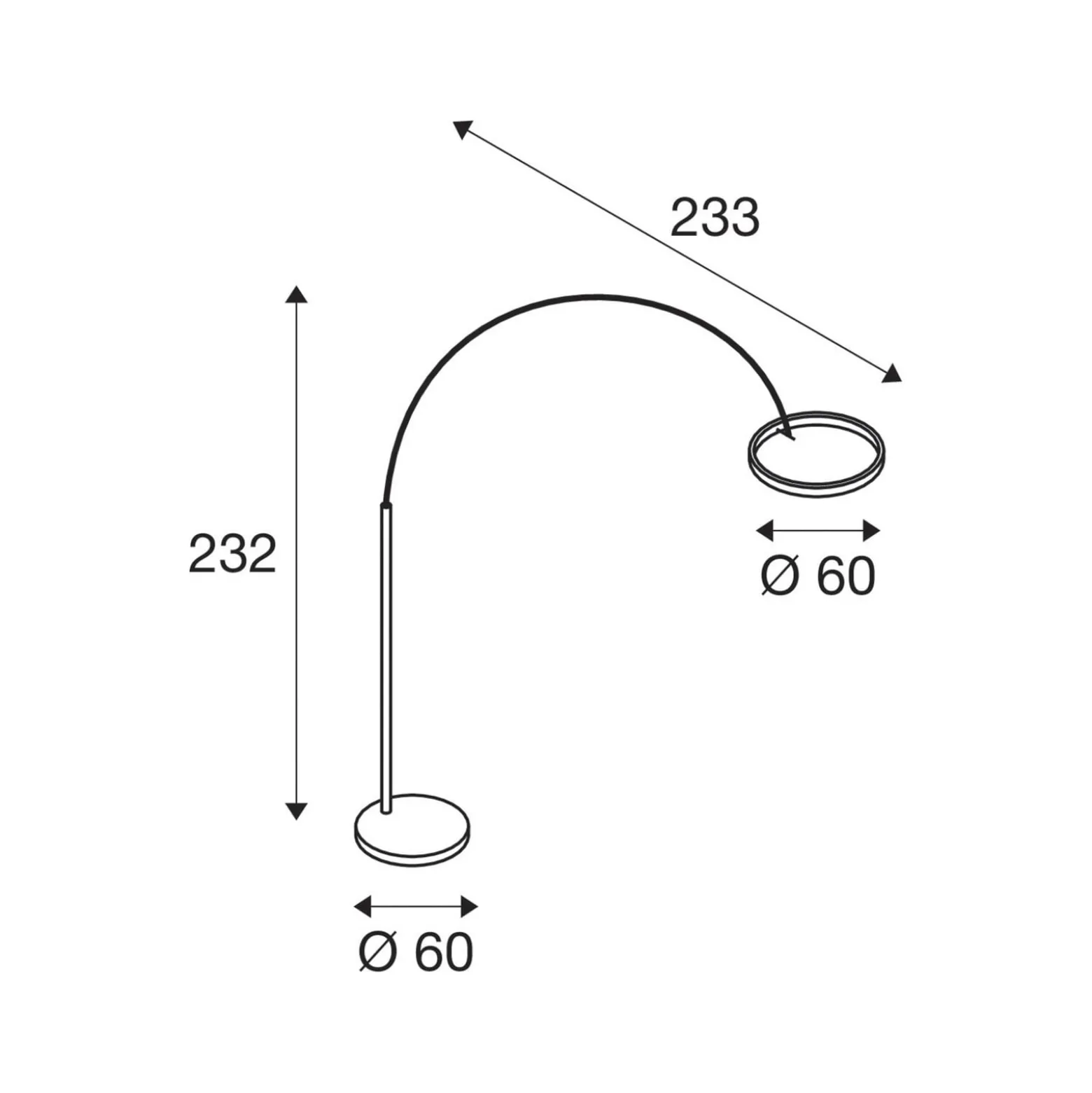 SLV LED-lattiavalaisin One Bow FL, musta/messinkinvärinen, teräs