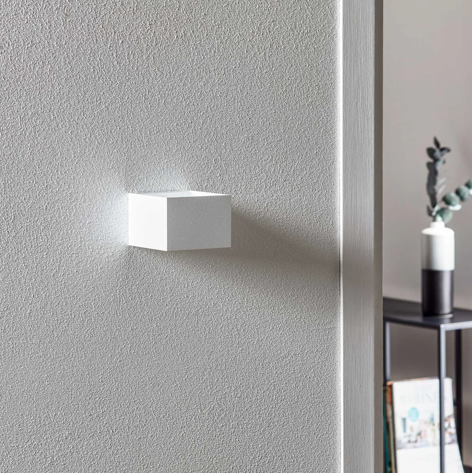 SLV LED-seinävalaisin Logs In, valkoinen/valkoinen, alumiini, leveys 10 cm