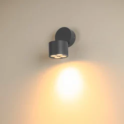 SLV LED-ulkoseinävalaisin R-Cube, antrasiitti, alumiini, Ø 10 cm
