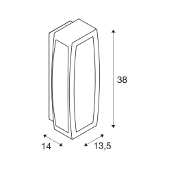 SLV Meridian Box -ulkoseinävalaisin, antrasiitti, leveys 13 cm
