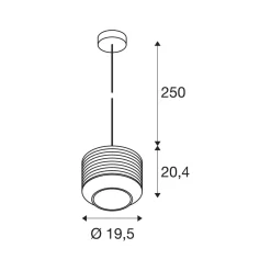 SLV Pantilo Rope 20 riippuvalaisin, musta/harmaa/hopea, lasi