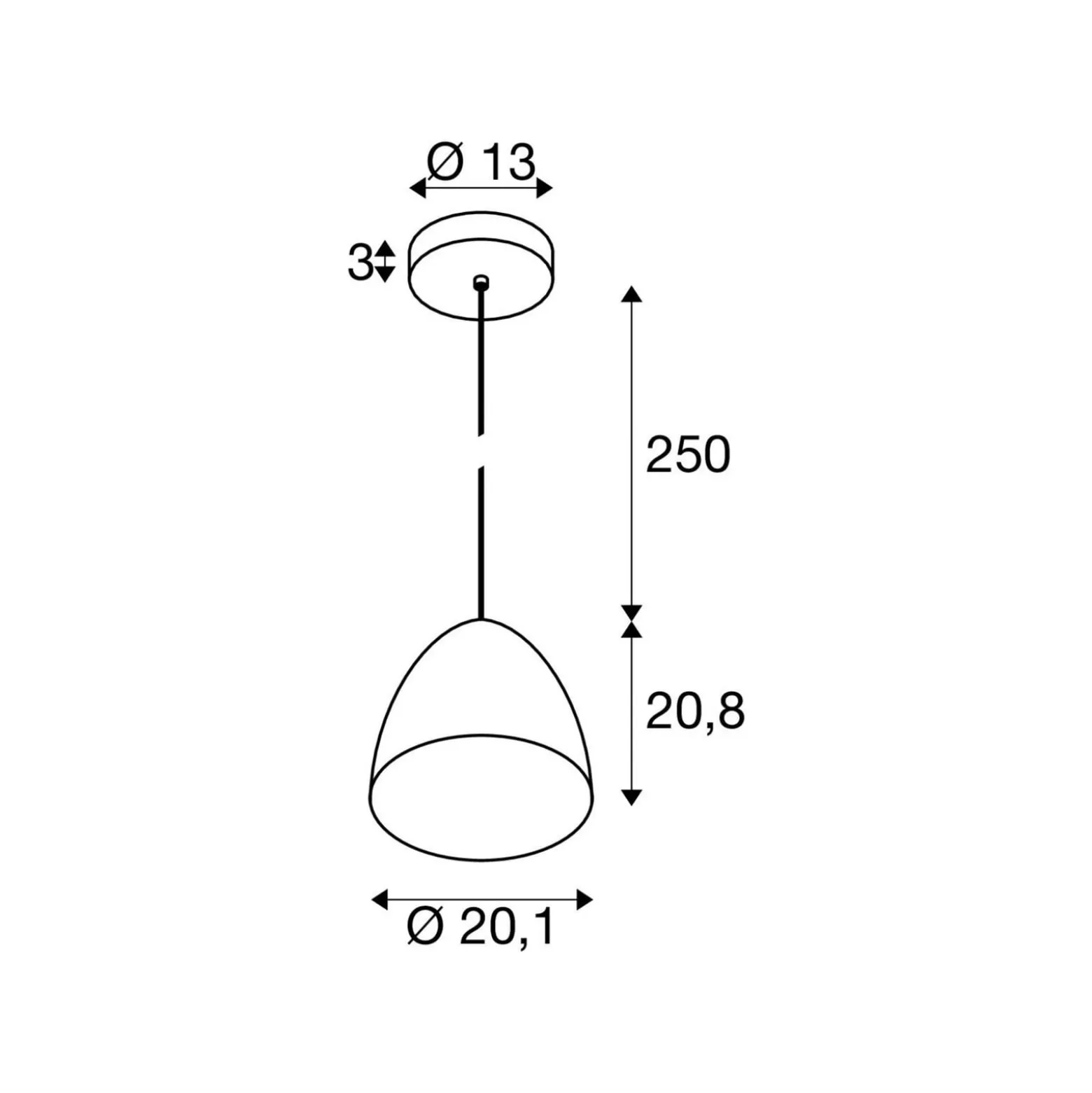 SLV riippuvalo Para Cone, Ø 30 cm, musta/kulta