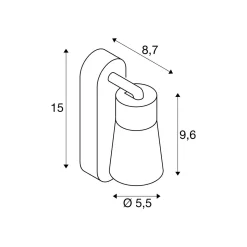 SLV seinälamppu Puri 2.0 Cone, harmaa, leveys 15 cm, metalli