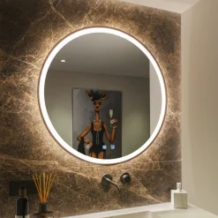 SLV Trukko LED-seinäpeili IP44 CCT musta Ø 80 cm