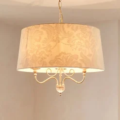 Sofia Ecrie -riippuvalo, beige/kultainen, tekstiili, teräs, E27