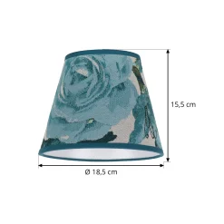 Sofia-lampunvarjostin, korkeus 15,5 cm, kukkakuvio, turkoosi