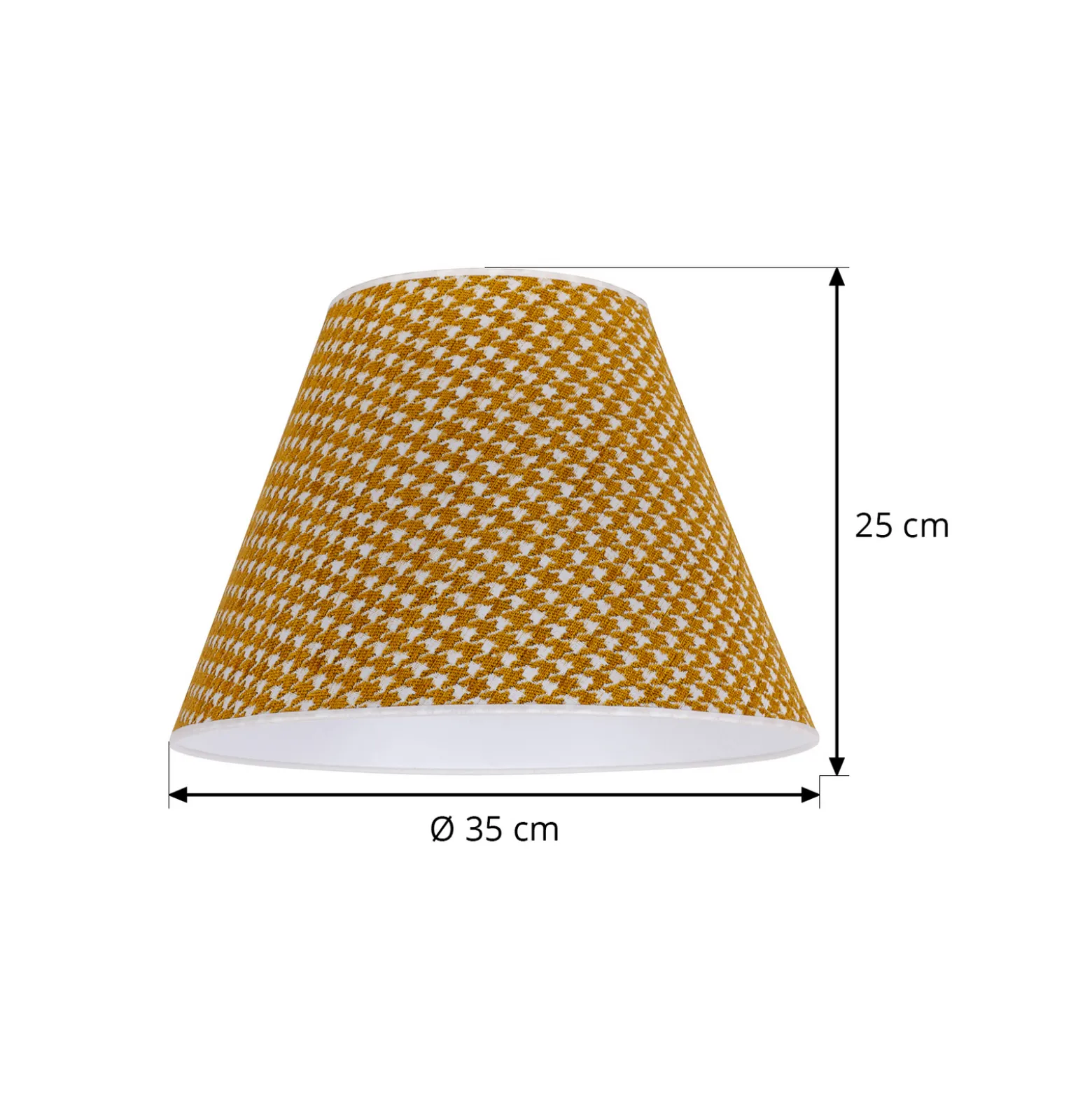 Sofia-varjostin 25 cm, koirankäpäläkuvio, keltainen