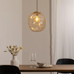 Sol lasinen riippuvalaisin, Ø 35cm, musta/kammiollinen
